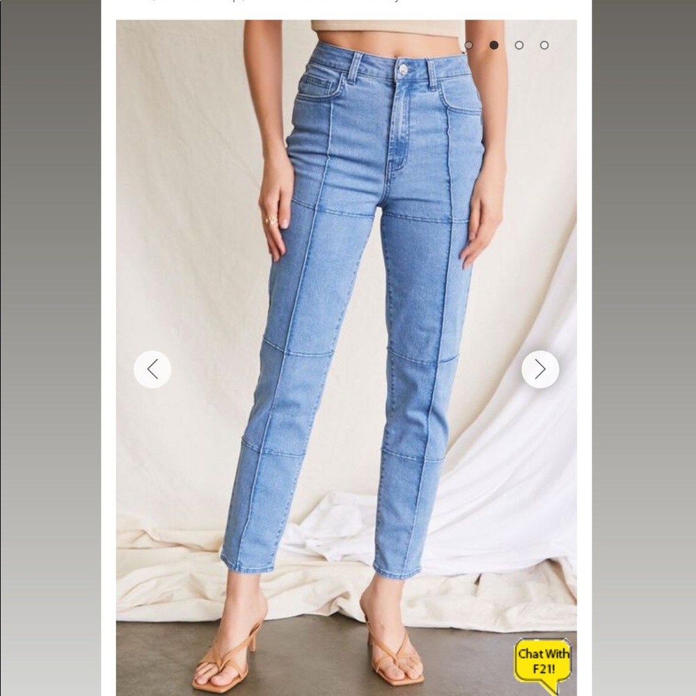 Grid Print Ankle-cut Skinny Jeans